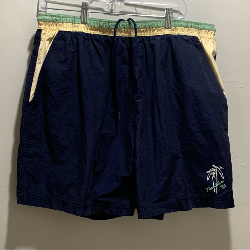 Nautica Sailing ‘83 Men XL Blue Green Swim Trunks